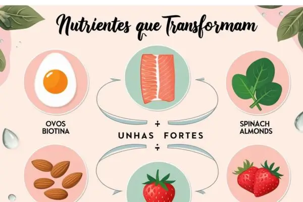 Infográfico: nutrientes essenciais para unhas resistentes e pele radiante